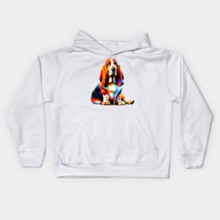 Colorful Splash Basset Hound in Artistic Style Kids Hoodie